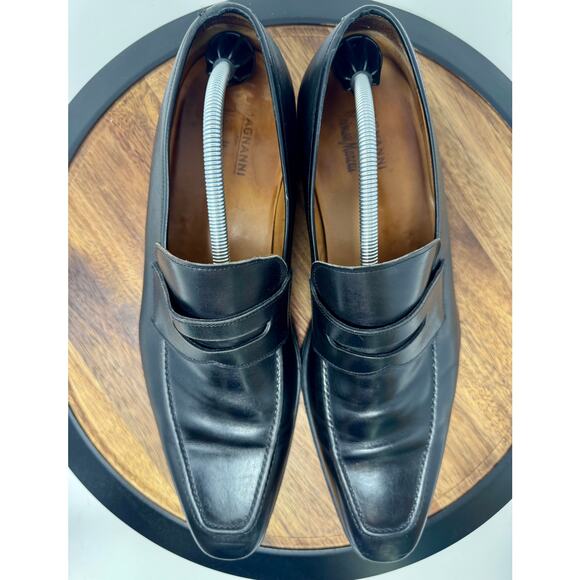 Magnanni for Neiman Marcus Leather Penny Loafers Black Men's Size 12 - 12495 - Picture 5 of 11